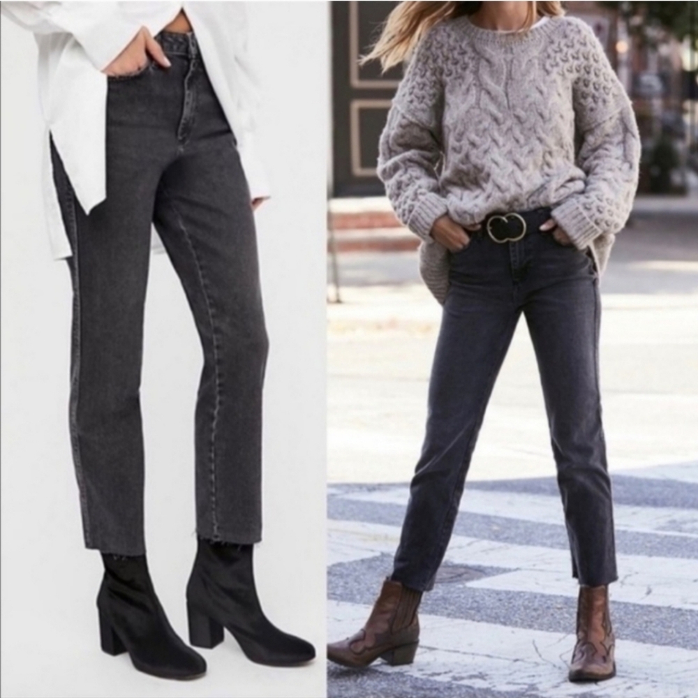 FREE PEOPLE Black Clean Girlfriend Jeans